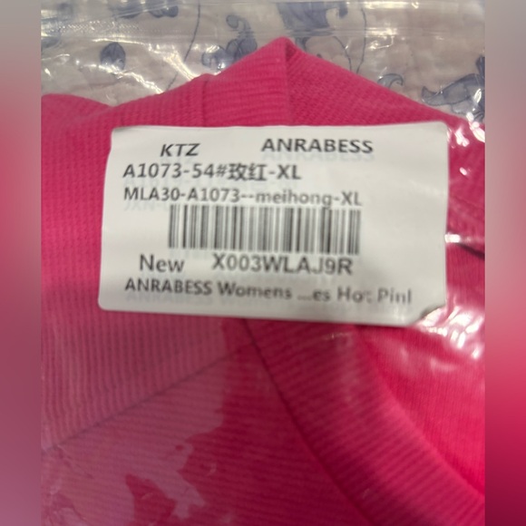 Anrabess Size XL oversized hot Pink Sweatshirt with Side Zippers crew neck - Picture 10 of 10